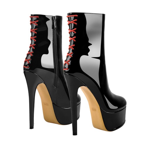Botas al tobillo de cuero con cremallera de tacón alto con cremallera para mujer - Imagen 9 de 23