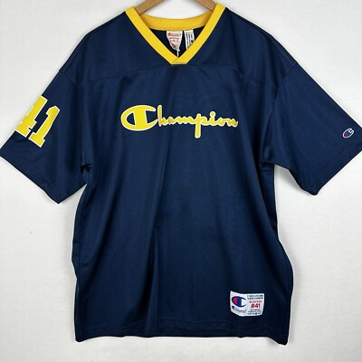 #ad NWT Champion Mens Medium Glen Rice 41 Jersey Navy amp; Yellow Shooting Shirt Retro $45.81
