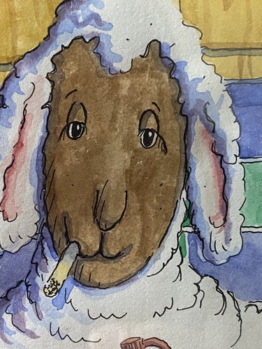 Vintage Cute Picture By A McAllinter Sheep In The Kitchen - Picture 5 of 9