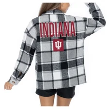 Indiana Hoosiers Gameday Couture Women's Plaid Button-Up Overshirt Jacket Small