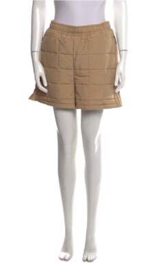 RAINS Mini Liner Quilted Puffer Shorts Nylon Neutrals Tan Beige Women s Size S