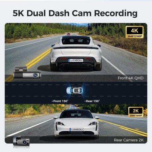 4K+2K 2 Channels Dash Cam 5GHz WiFi GPS Voice Control 24H Parking Mode G-Sensor - Picture 3 of 12