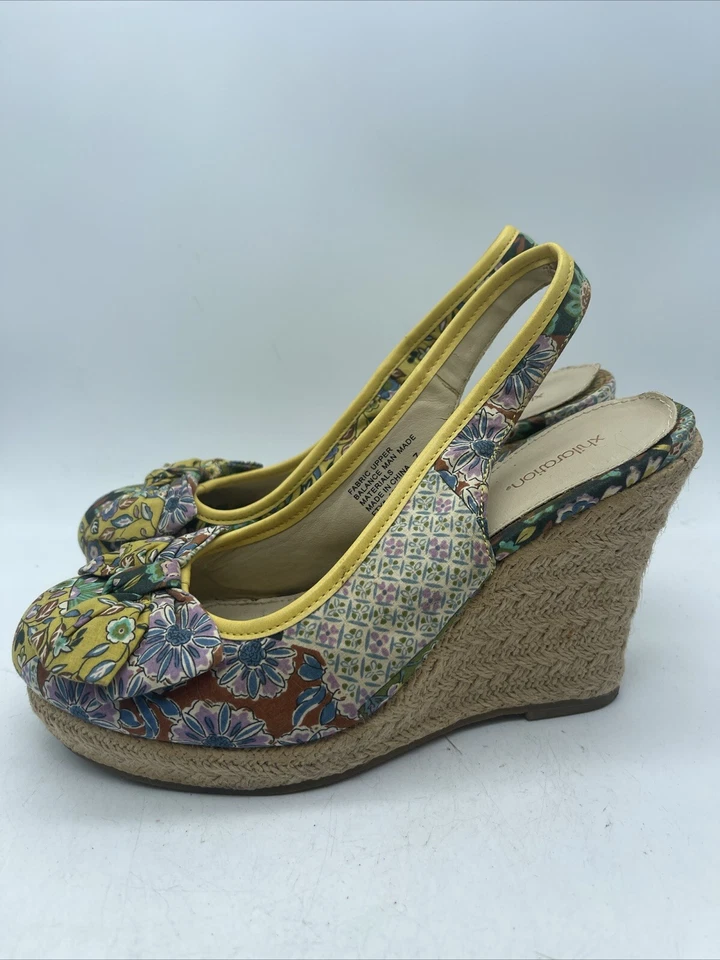 Alpargatas boho Xhilaration para mujer tacones con cuña talla 7 lazo floral en la punta Foto 4 de 4
