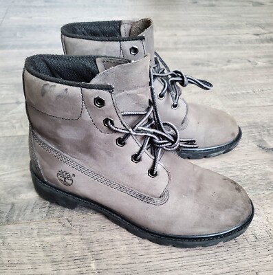 Timberland Nubuck Leather Boots Premium Waterproof Womens Gray Size 6