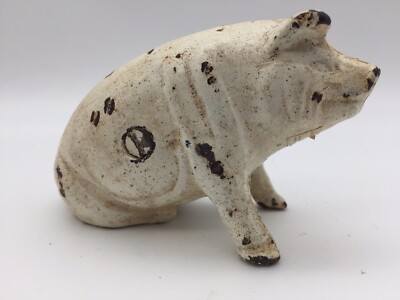 vintage cast iron pig piggy bank 4” l x 2.5” w x 3” h Nice