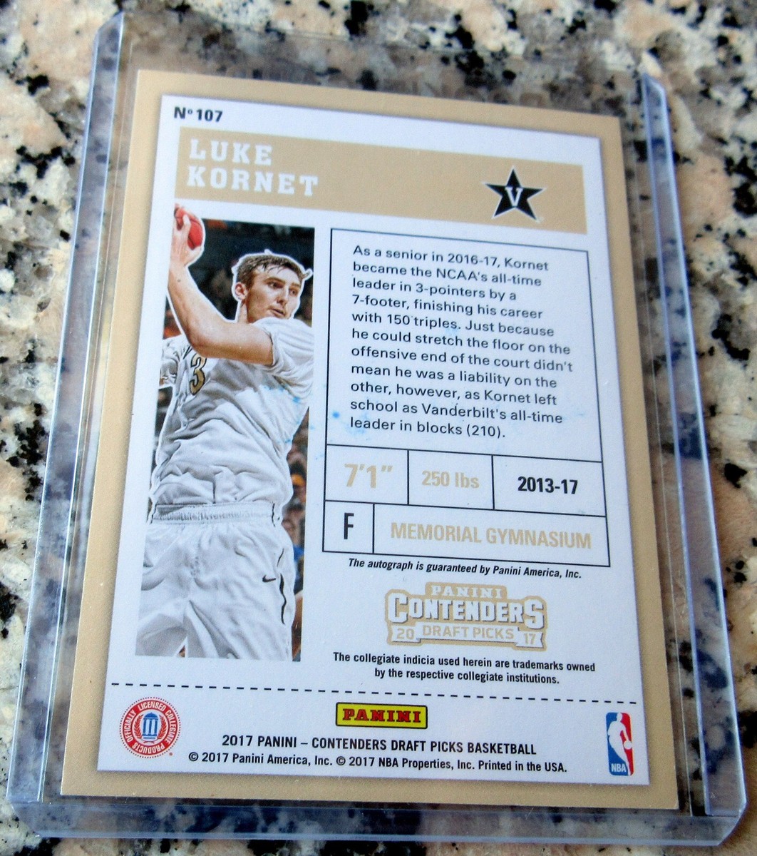LUKE KORNET 2017 Panini Authentic Auto Rookie Card RC Champs