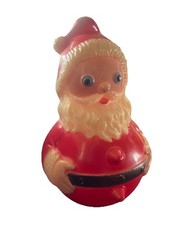 VTG Plastic Santa Blue Eyes Season Decor Made In Hong Kong Retro Christmas Decor