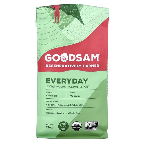 Single Origin Organic Coffee, Everyday, Whole Bean, Medium Roast, 12 oz