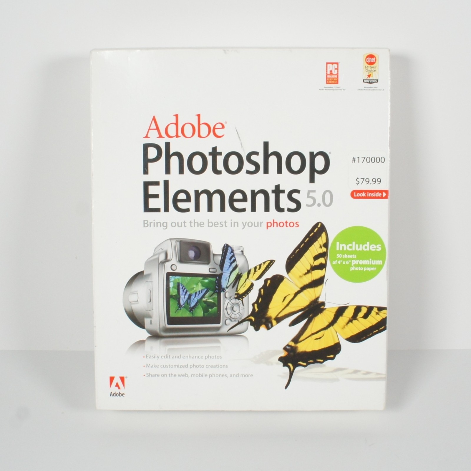 SEALED Adobe Photoshop Elements 5.0 Software W/ Product Code - Big Box Copy