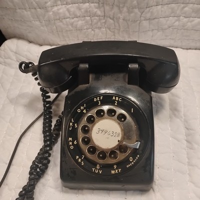 Vintage Black Rotary Desk Phone  ITT  1940s Fast Shipping 