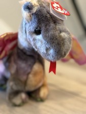  Ty Beanie Buddies Scorch the Dragon Plush 14” Ty-Dyed Curly Fabric w/ Tag