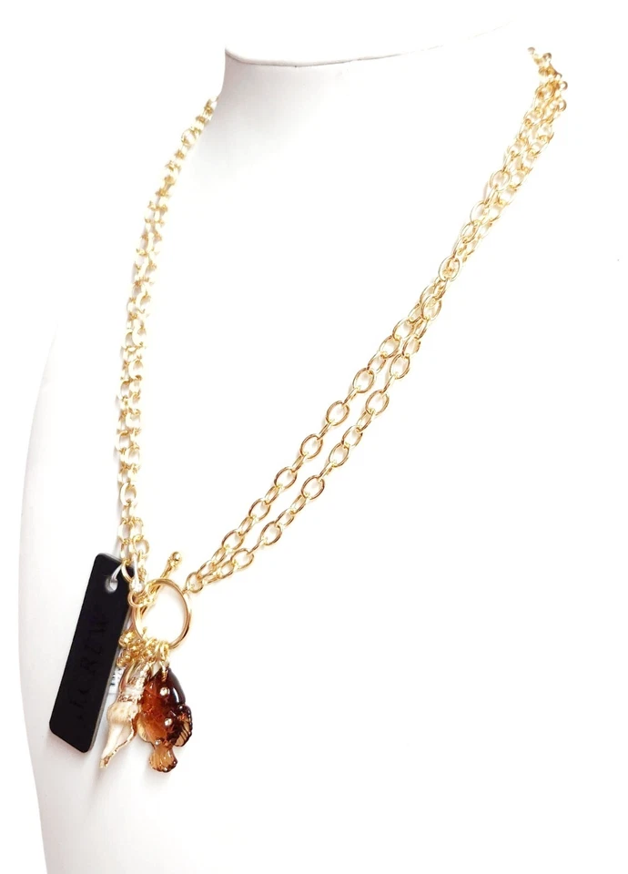 J.Crew Toggle 魅力链声明项链 岛沙黄铜 CK522 全新带标签 — 第 3/4 张图片