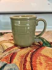 Longaberger Pottery Coffee Mug Cup Woven Traditions Sage Green 12 Oz Made in USA