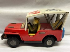Vintage 1950's Japan M.P Military Police Tin Jeep Toy Complete w/MP Driver