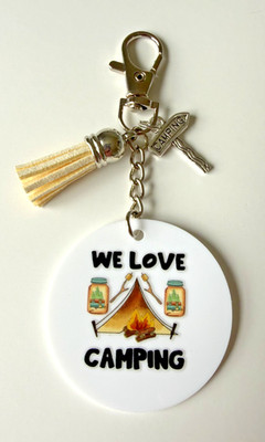 Handmade ''We Love Camping'' Keychain-Camping Charm-Travel Lover Gift