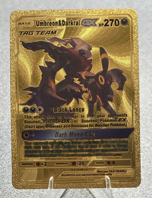 デ*ー様 Umbreon & Darkrai GX ブラッキー&ダークライ プロ Pokémon Umbreon & Darkrai GX Tag Team 270hp Gold Foil Fan Art