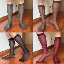 1/2/3 Pairs Mens Ultra Thin Dress Socks Silk Sheer Business Socks