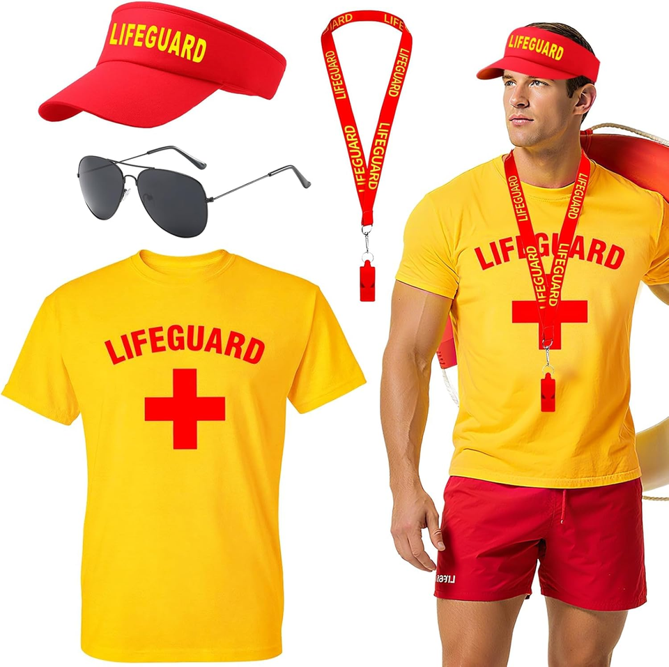 4Pcs Life Guard Costume Set for Women Men, Lifeguard Fancy Dress — free download
