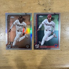 2025 Topps Chrome #132 James Wood Sepia Refractor RC And Base  Nationals