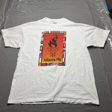 Vintage 1996 Centennial Olympics Atlanta World Flags Hanes Tee T-Shirt XL
