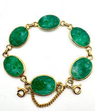 Vintage Molded Bracelet Art Deco Green Carved...