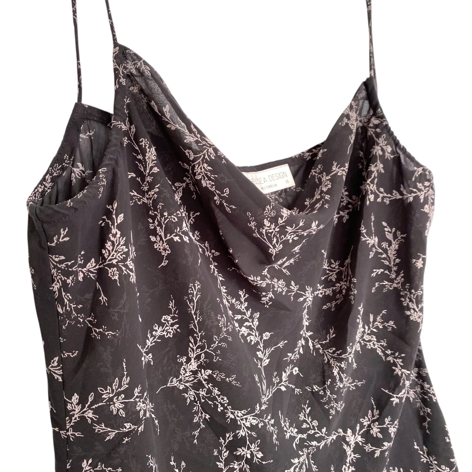 Womens Vintage 90s Cowl Neck Floral Bias Cami Camisole Top Coquette Whimsigoth M - image 4 of 4