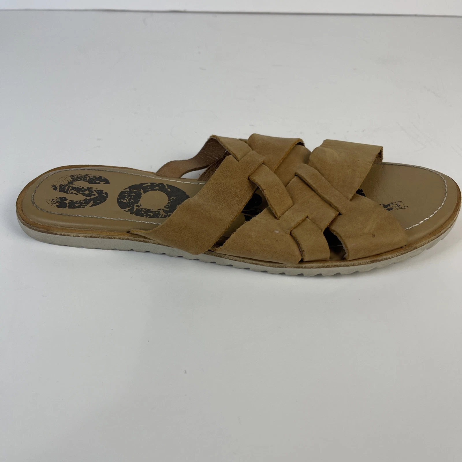 sorel slide leather woven strap ella shoes
