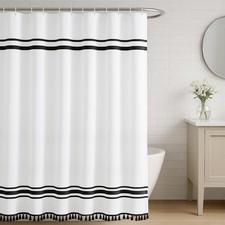 Black and White Shower Curtain 96 Inch Extra Long Shower Curtain, Striped Sho...