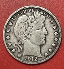 1912 D Barber Silver Half Dollar, VF.