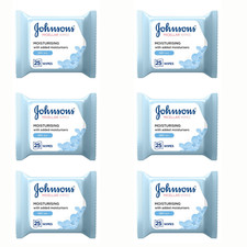 Johnson's Moisturising Wipes Face Care Makeup Be Gone  (25) x 6