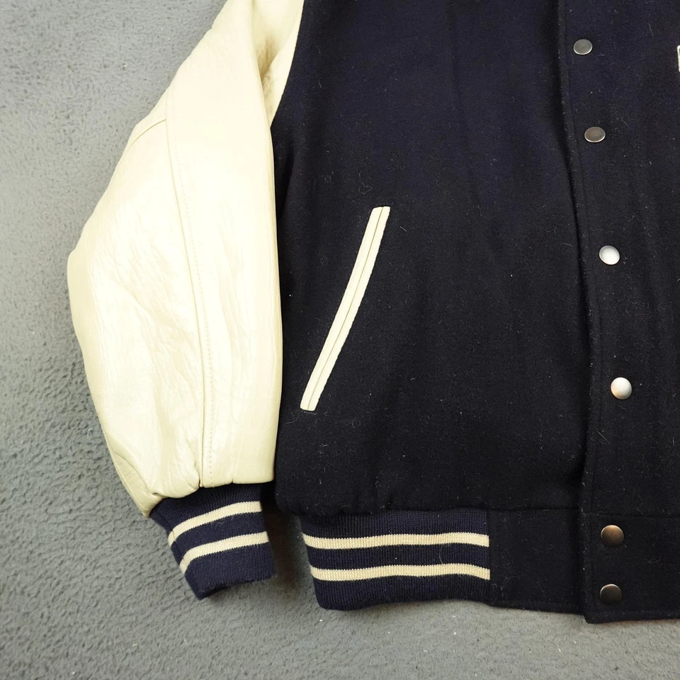 Vintage Planet Hollywood Jacket Mens Large Navy Leather Varsity Las Vegas 90s - Image 3 of 4