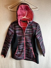 Free Country Girls Jacket XL 10/12  Hooded Coat Soft-shell Pink Purple Lined