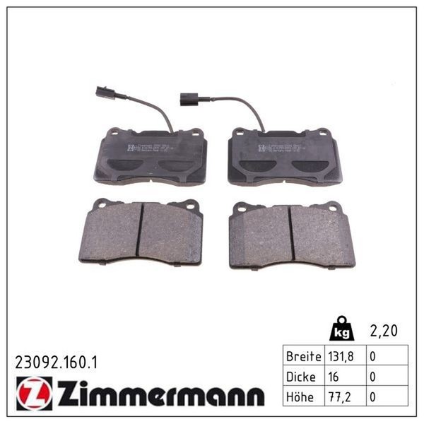Zimmermann 23092.160.1 Bremsbelagsatz, Scheibenbremse-image