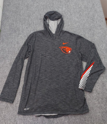 Nike Oregon Beaver Pullover Hoodie Mens Large Gray Dri Fit Logo Swoosh Light