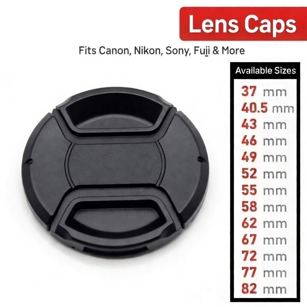 Pinch Lens Cap Cover for: 37 40.5 43 46 49 52 55 58 62 67 72 77 82 mm