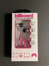 Billboard Stereo In-Ear Earbuds Super Bass Mic 3.5mm Plug Pink  NEW 
