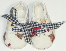 Handmade Quilted Saddle Oxford Baby Shoes - Cowboy Bears