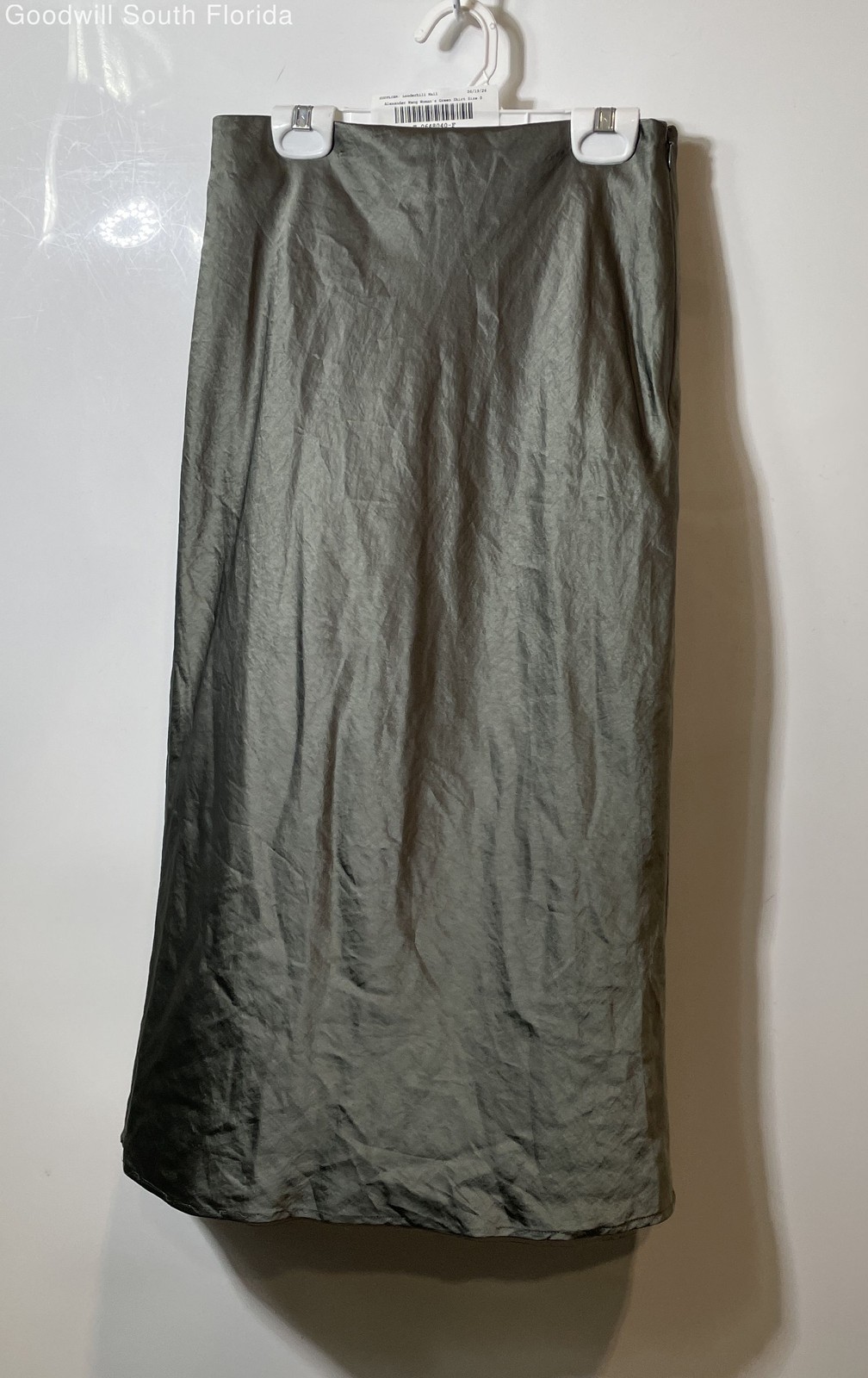 T Alexander Wang Womens Green Flat Front Side Zipper Long Maxi Skirt Size 0
