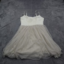American Eagle Dress Womens 6 Ivory Lace Tulle Spaghetti Strap Smock Lined Zip