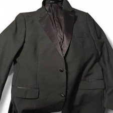 PRONTO UOMO Black Blazer Sport Coat Black Wool Blend Stretch Men 46L Long