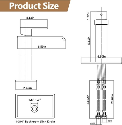 Waterfall Single Handle Single Hole Modern Bathroom Faucet Brushed Nickel (2) - Picture 5 of 9