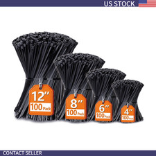 Zip Ties Assorted Sizes(4”+6”+8”+12”), 400 Pack, Black Cable Ties, UV Resistant