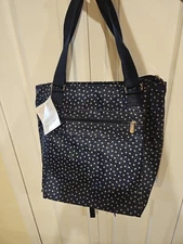 Thirty One Take Two Tote Navy Polka Dot Backpack Gym Work Overnight Bag NWT