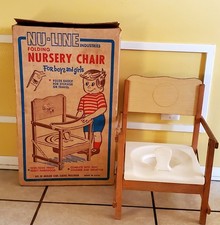 Vintage NU Line Wood Folding Nursery / Potty Chair W/ Original Box