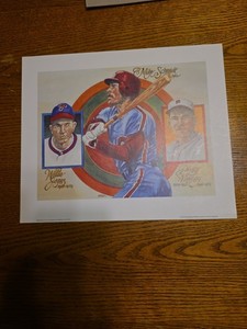 Dick Perez 83 Lithograph Phillies Mike Schmidt Willie Jones Pinky Whitney 10×12