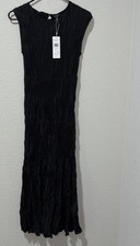 Pleated Tiered Silk Midi Dress Eileen Fisher
