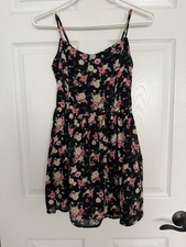 Forever 21 Juniors Small Sleeveless Summer Dress Black Floral Cotton