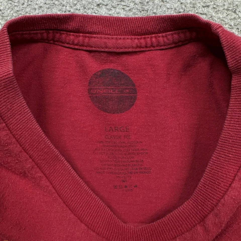 Camisa O'neill Para Hombres Talla L Roja Manga Corta Cuello Redondo Gráfica Camiseta Informal Surfista Foto 2 de 4