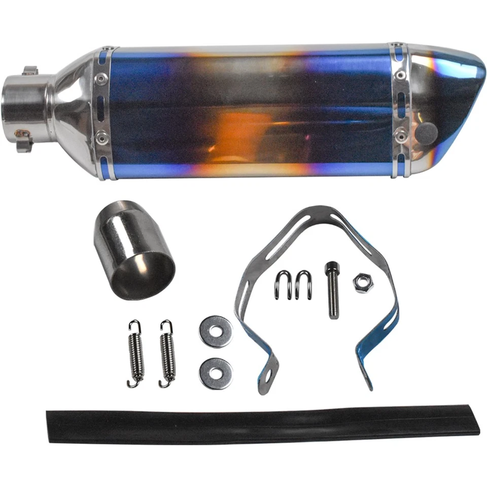 Tubo de escape de acero inoxidable azul de 370 mm para bicicletas de tierra/calle ATV (51 mm) Foto 4 de 4