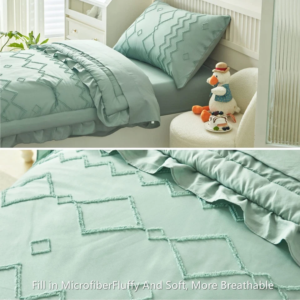 AIKASY Toddler Bedding Set 4 Pieces Super Soft Comforter Set, Shabby Boho Boh... - Image 4 of 4